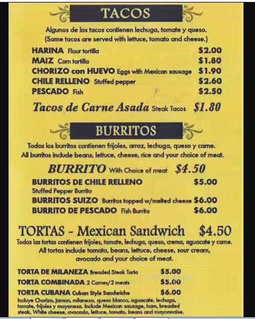 Los Cocos - Melrose Park, IL menu_pic