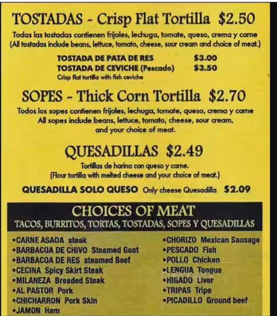 Los Cocos - Melrose Park, IL menu_pic