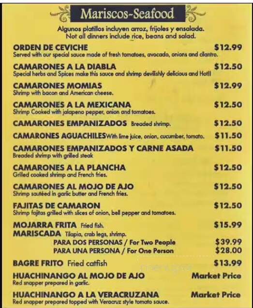 Los Cocos - Melrose Park, IL menu_pic