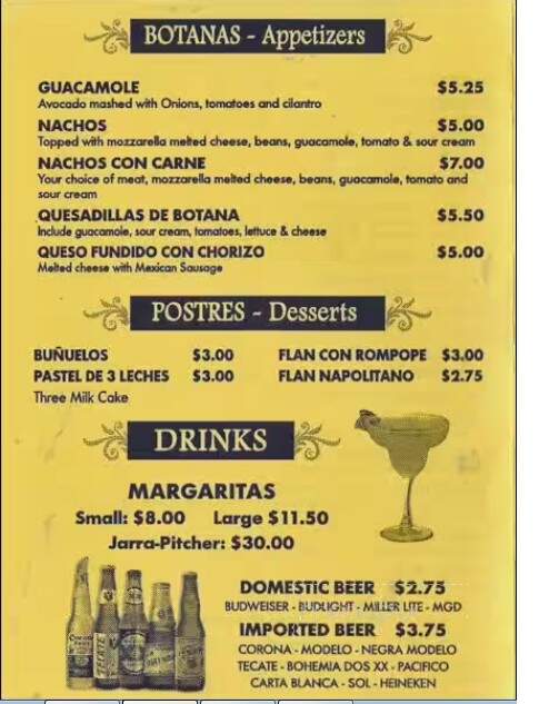 Los Cocos - Melrose Park, IL menu_pic