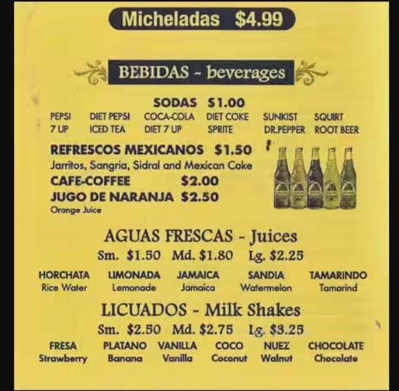 Los Cocos - Melrose Park, IL menu_pic