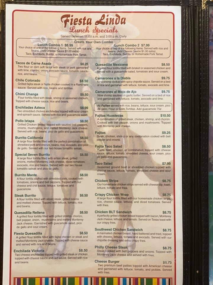 Fiestalinda Mexican Restaurant - Bastrop, LA menu_pic