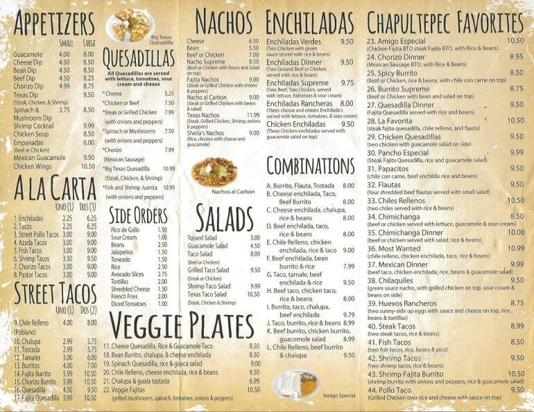 Chapultepec Mexican Grill - Tyrone, GA menu_pic