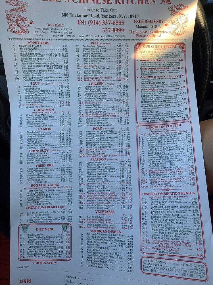 L & T Chinese Kitchen - Yonkers, NY menu_pic