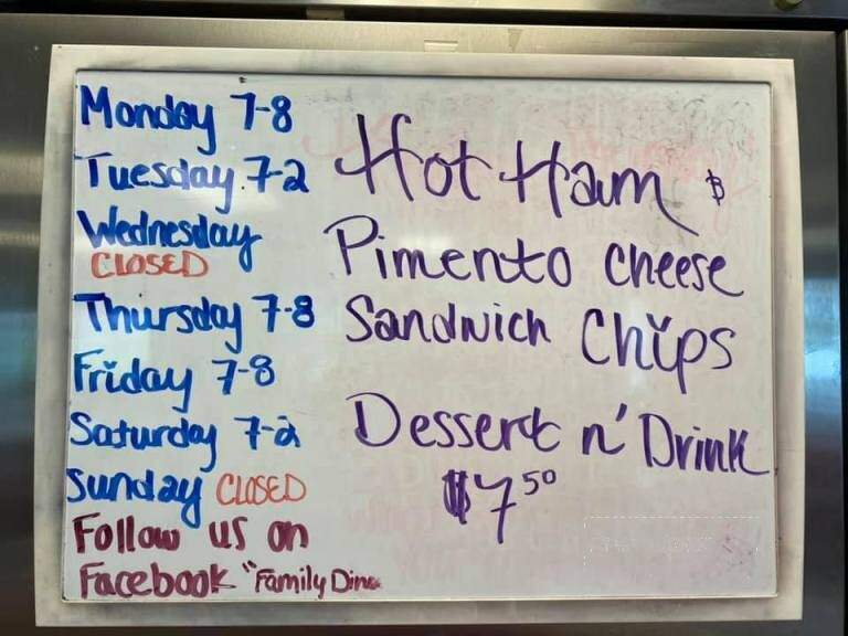 Family Diner - Gracemont, OK menu_pic