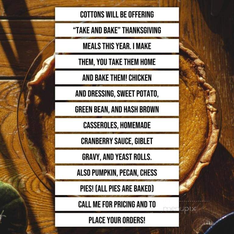 Cotton's Cafe - Trenton, TN menu_pic