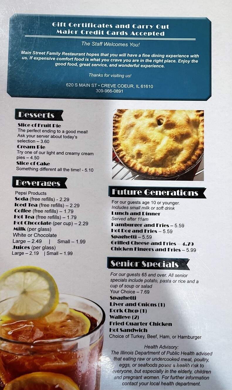 Creve Coeur Family Restaurant - Creve Coeur, IL menu_pic