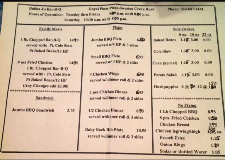Big J's Bubba-Q - Arden, NC menu_pic