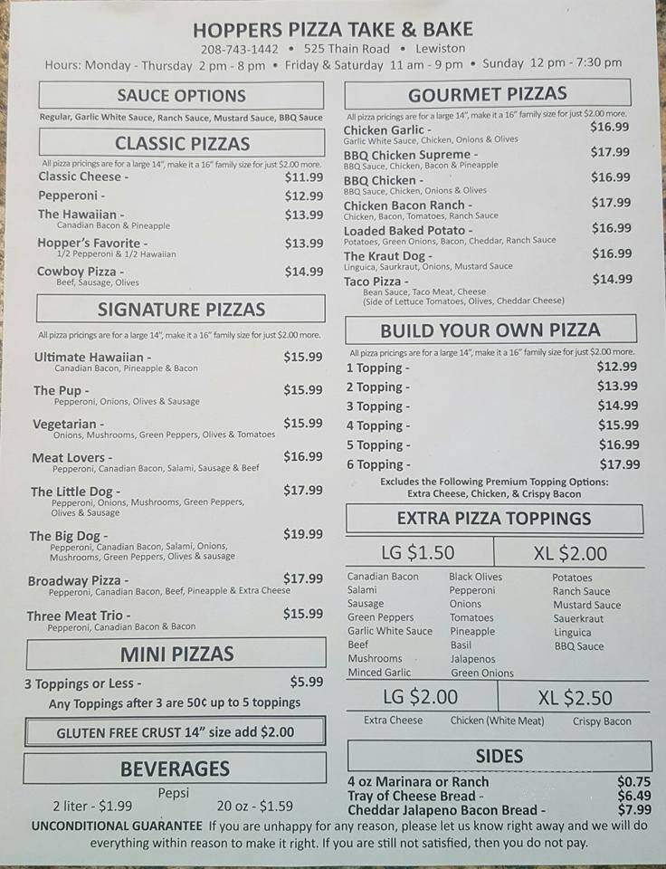 Hopper's Pizza Buffet - Lewiston, ID menu_pic