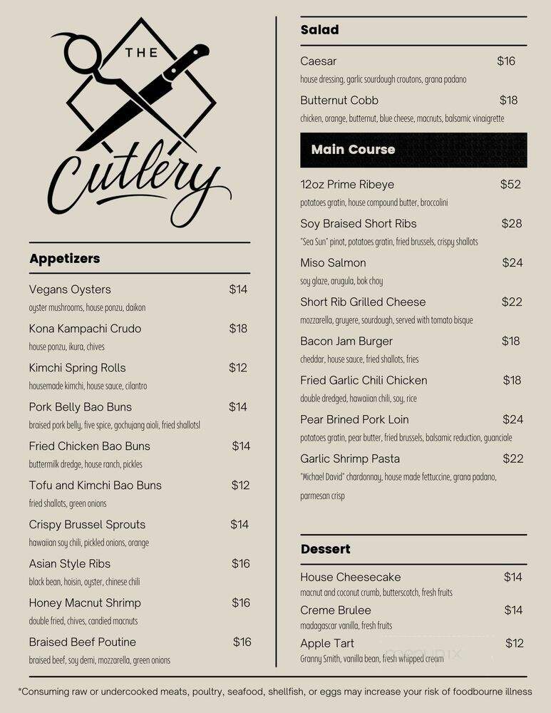 The Cutlery Restaurant - Honolulu, HI menu_pic