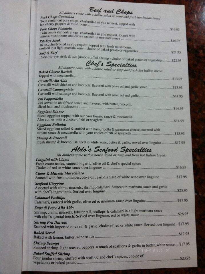Aldo Of Italy - Waterbury, CT menu_pic
