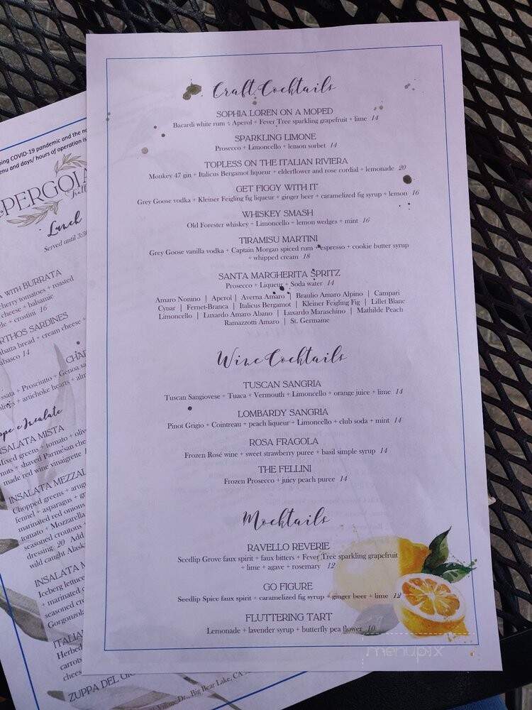 La Pergola Trattoria - Big Bear Lake, CA menu_pic