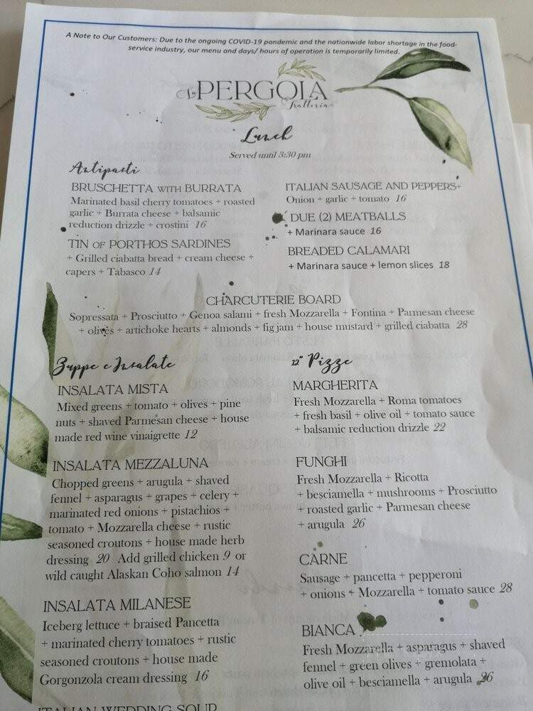 La Pergola Trattoria - Big Bear Lake, CA menu_pic