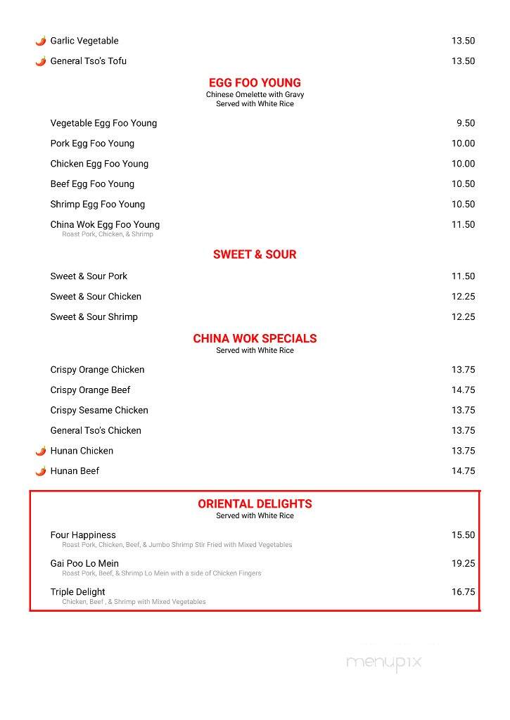 China Wok Restaurant - Bangor, ME menu_pic