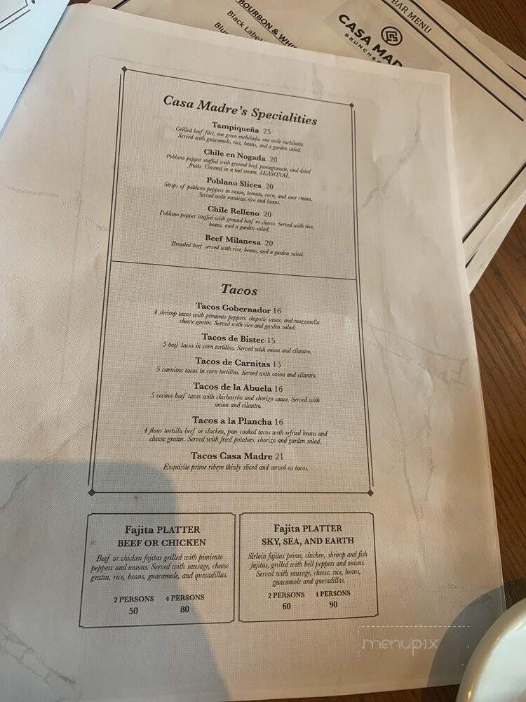Casa Madre - McAllen, TX menu_pic