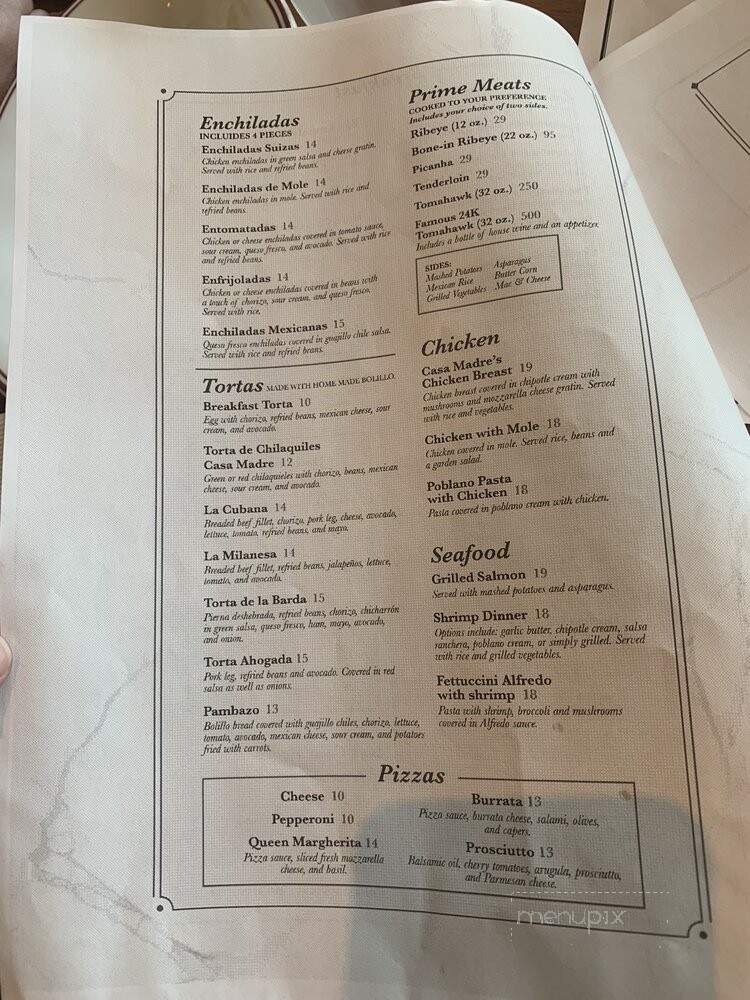 Casa Madre - McAllen, TX menu_pic