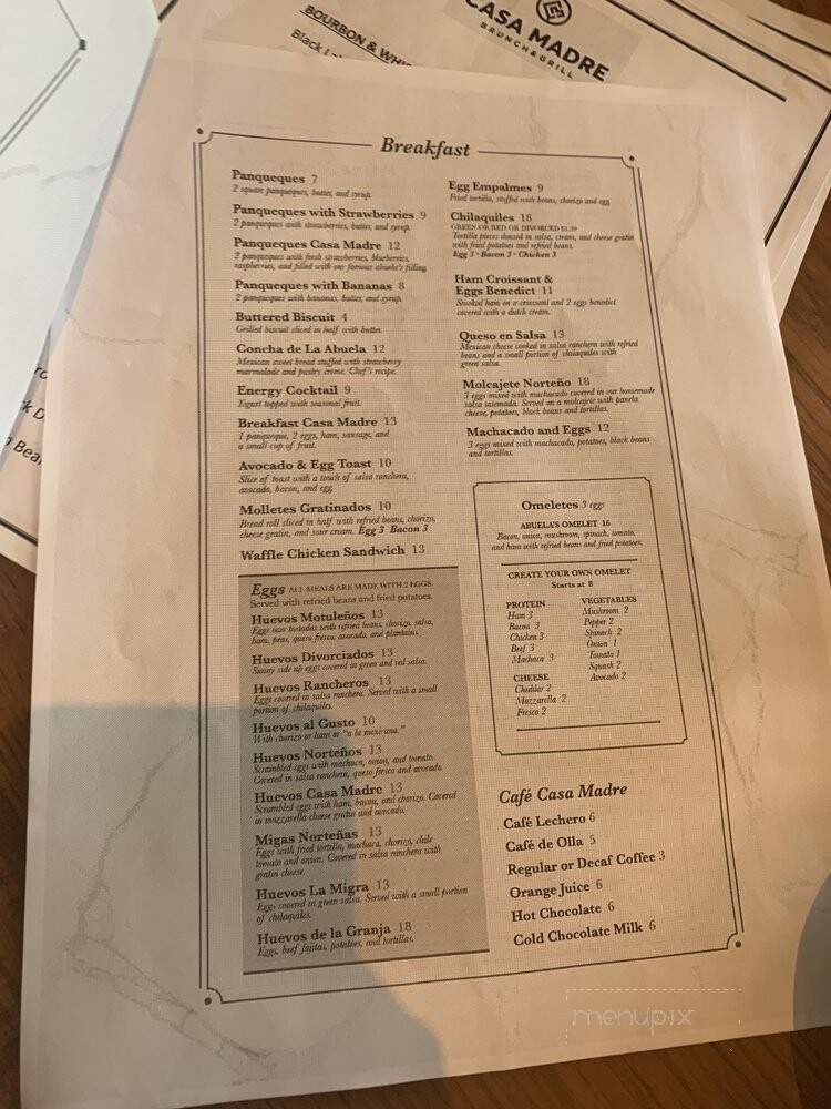 Casa Madre - McAllen, TX menu_pic