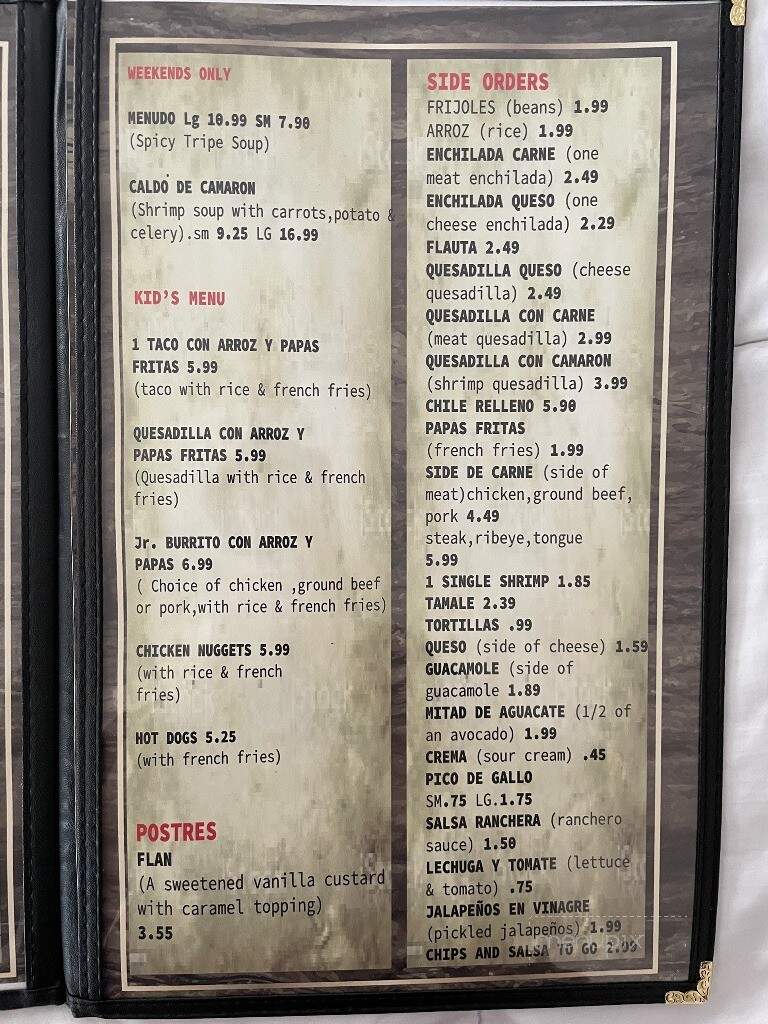 El Sureno - Antioch, IL menu_pic