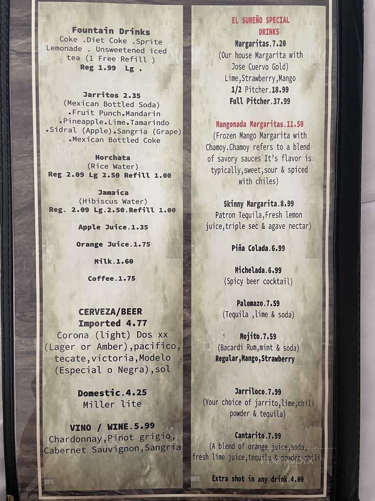El Sureno - Antioch, IL menu_pic