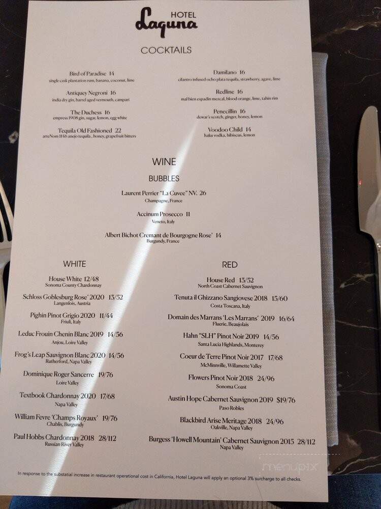 Larsen - Laguna Beach, CA menu_pic