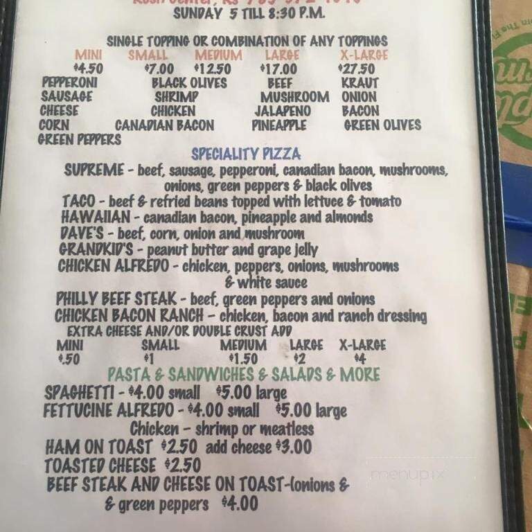 Back Door Pizza - Rush Center, KS menu_pic