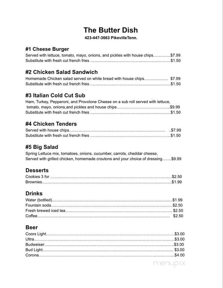 The Butter Dish - Pikeville, TN menu_pic