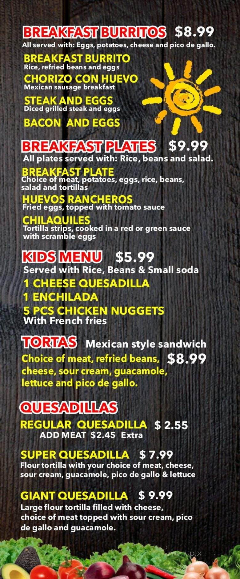 Taqueria El Gaban - Grass Valley, CA menu_pic