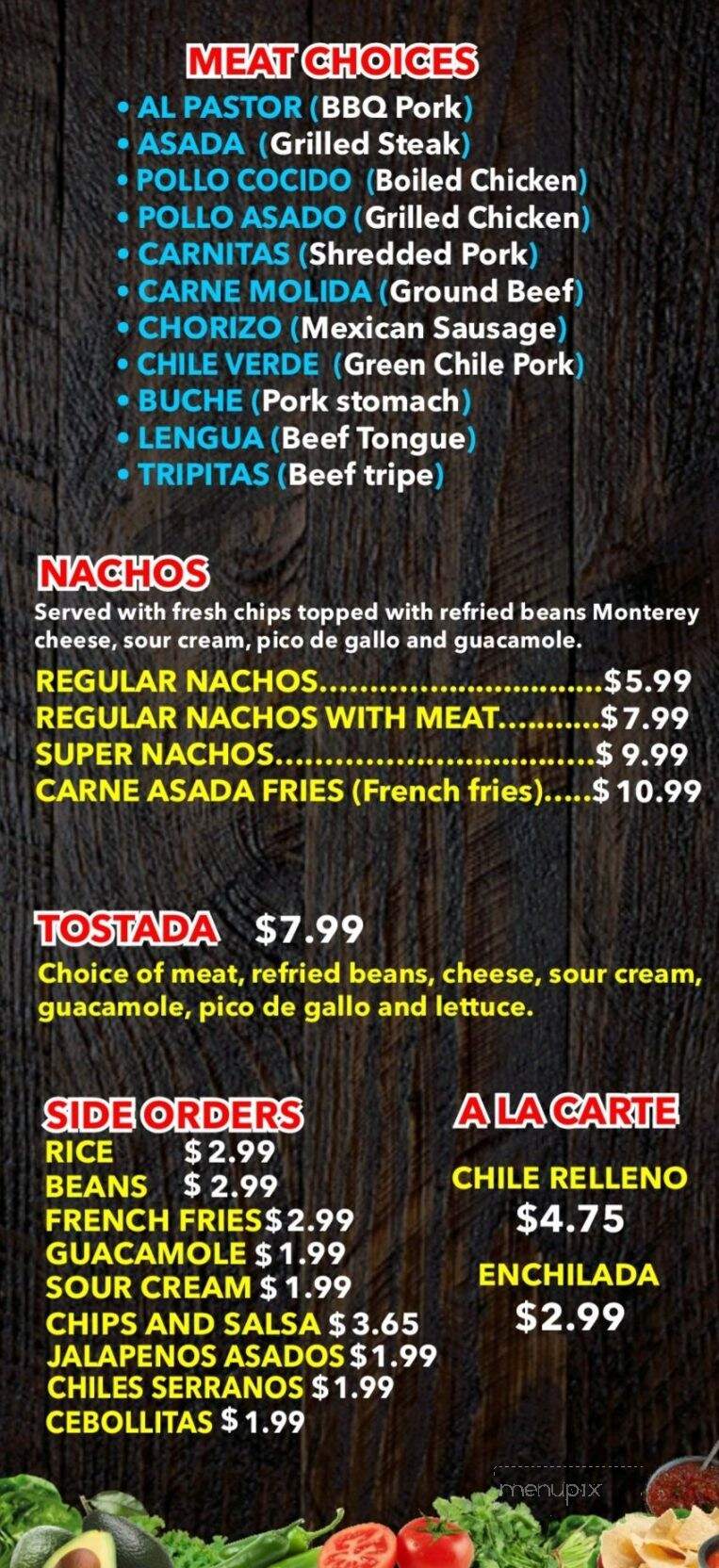 Taqueria El Gaban - Grass Valley, CA menu_pic