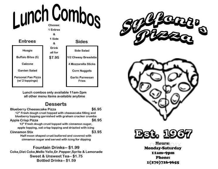 Sylfoni's Pizza - Russellville, KY menu_pic