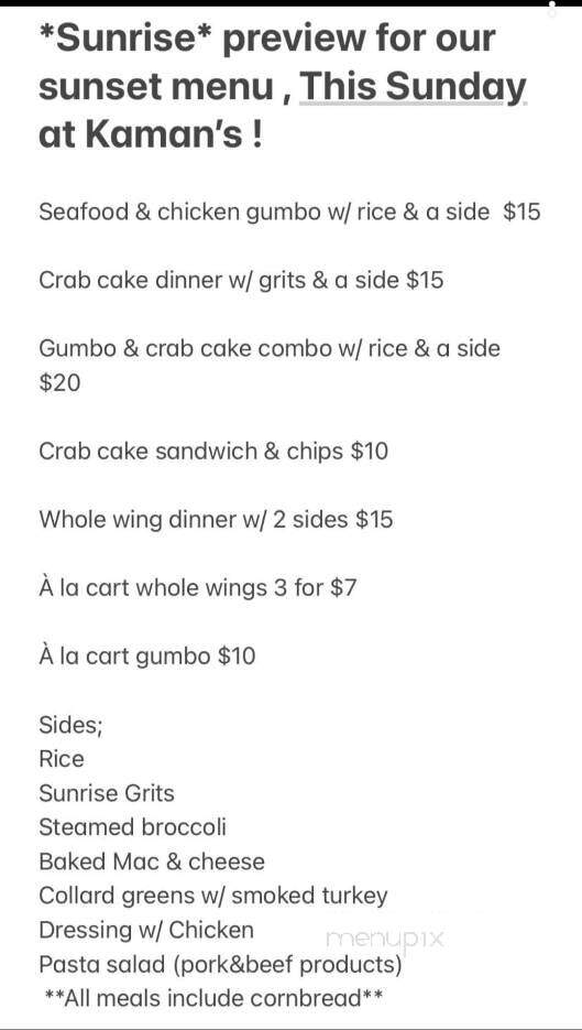 Kaman's Korner - Sandusky, OH menu_pic