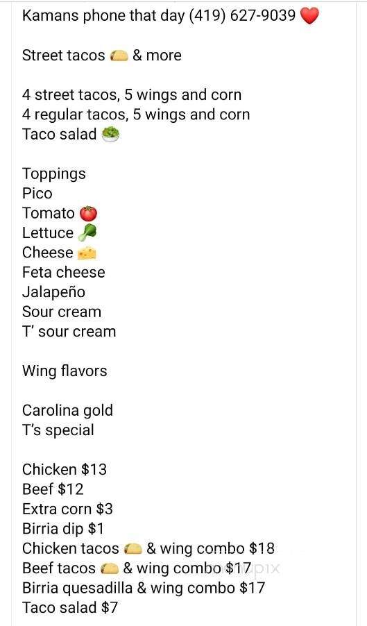 Kaman's Korner - Sandusky, OH menu_pic