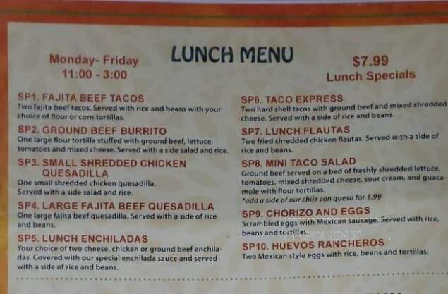 El Potrillo Mexican Taqueria - Sulphur, LA menu_pic