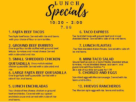 El Potrillo Mexican Taqueria - Sulphur, LA menu_pic