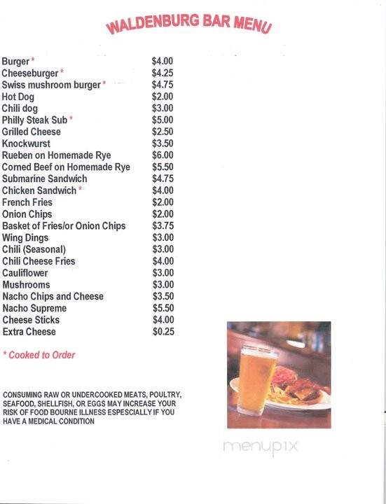 Waldenburg Bar - Macomb, MI menu_pic