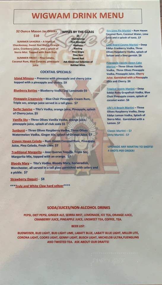 Kyle's Wigwam - Pulaski, NY menu_pic