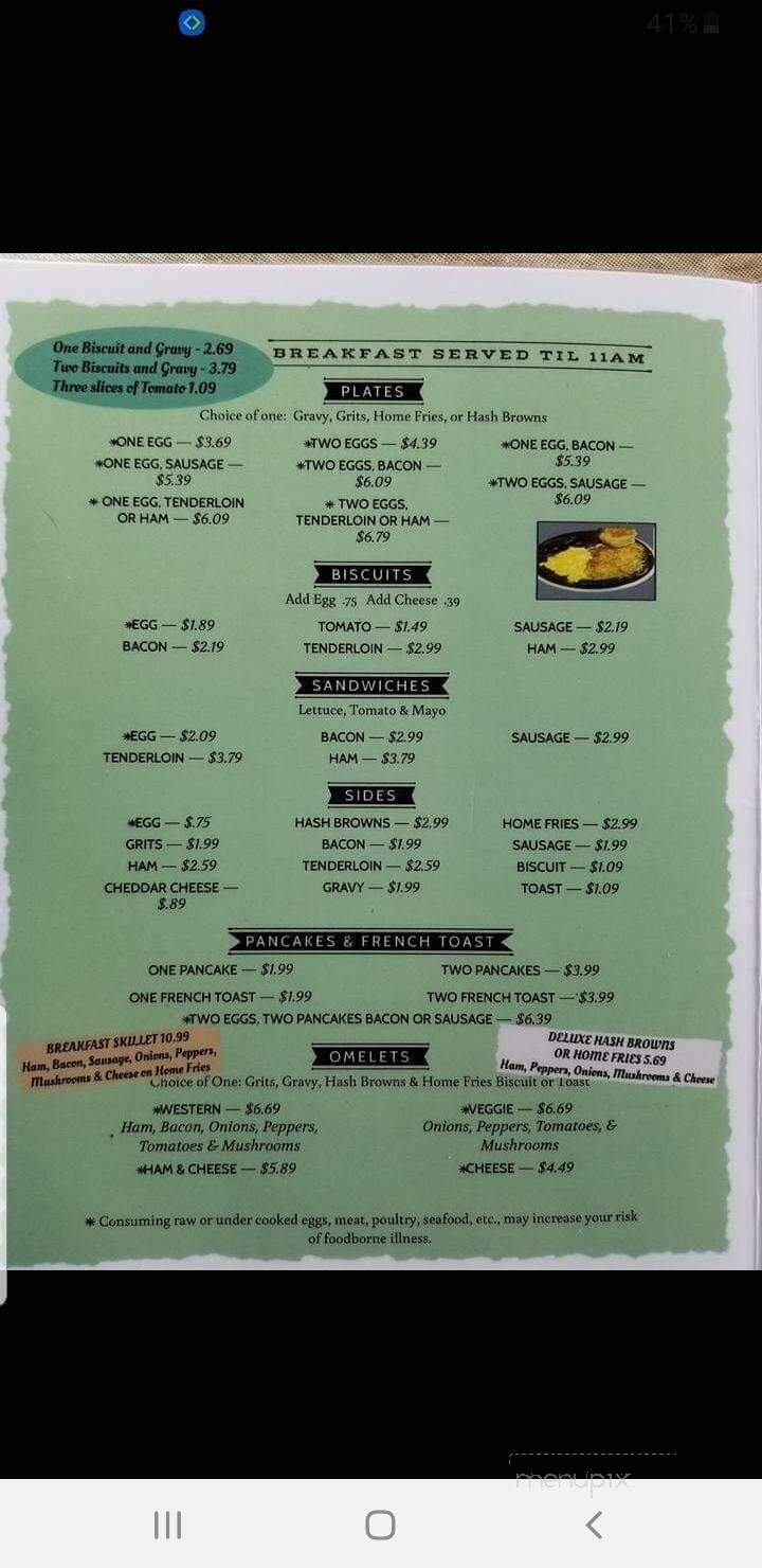 Little Creek Cafe - Mars Hill, NC menu_pic