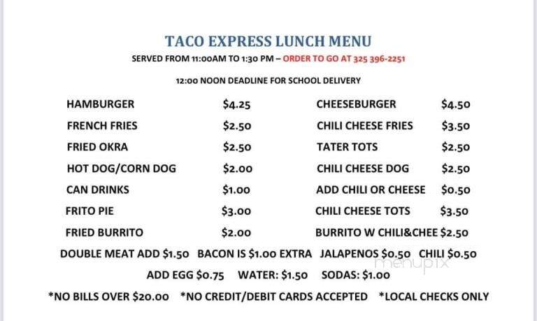 Taco Express - Menard, TX