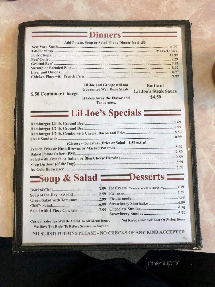 Lil Joe's Over Million Steaks - Sacramento, CA menu_pic