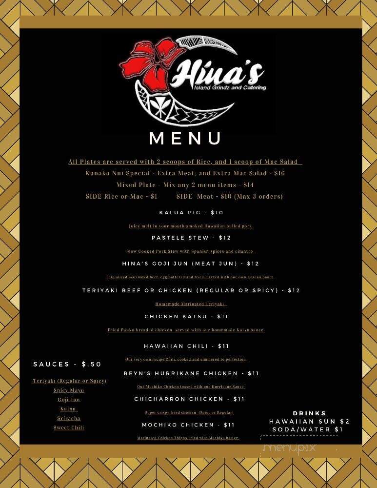 Hina's Island Grindz and Catering - Beaverton, OR menu_pic