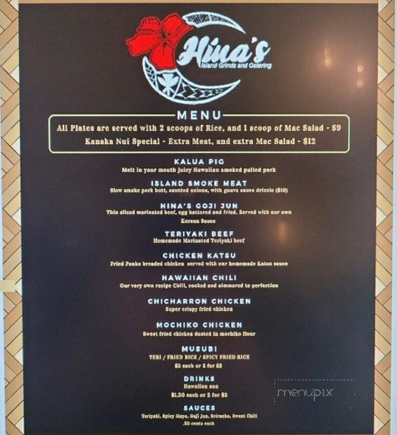 Hina's Island Grindz and Catering - Beaverton, OR menu_pic