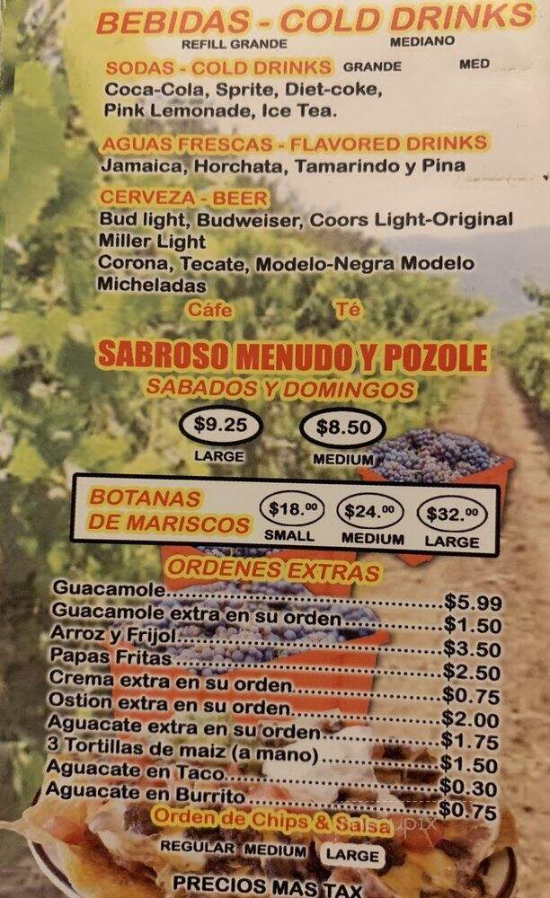 Taqueria Tampico - Delano, CA menu_pic