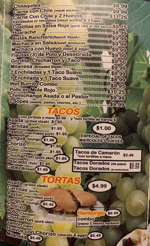 Taqueria Tampico - Delano, CA menu_pic