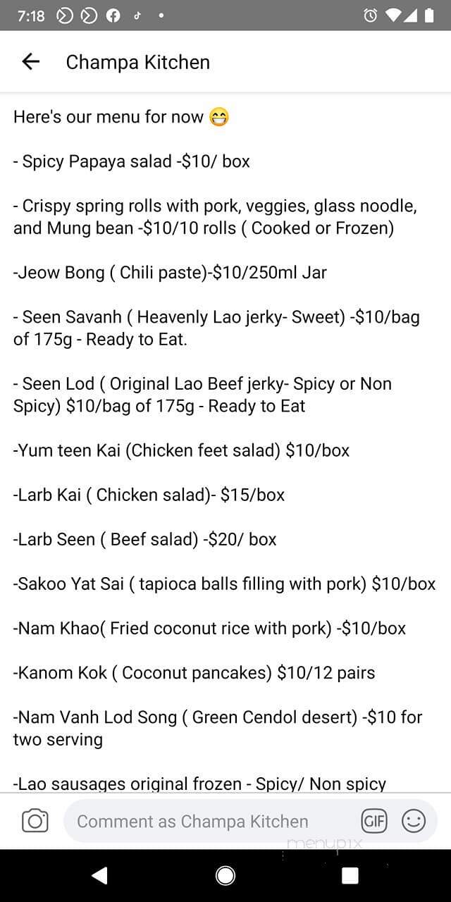 Champa Kitchen - Waterloo, ON menu_pic