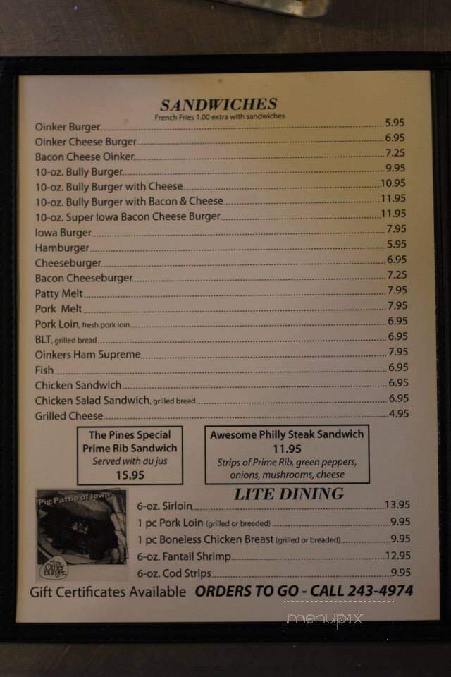 Oinkers Lounge & Grill - Atlantic, IA menu_pic