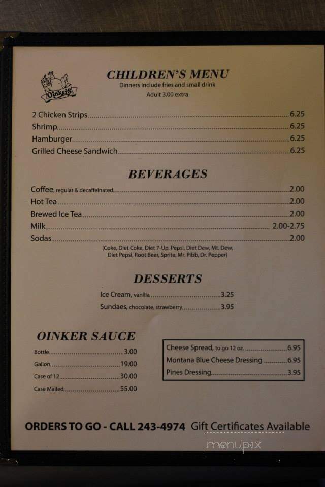 Oinkers Lounge & Grill - Atlantic, IA menu_pic