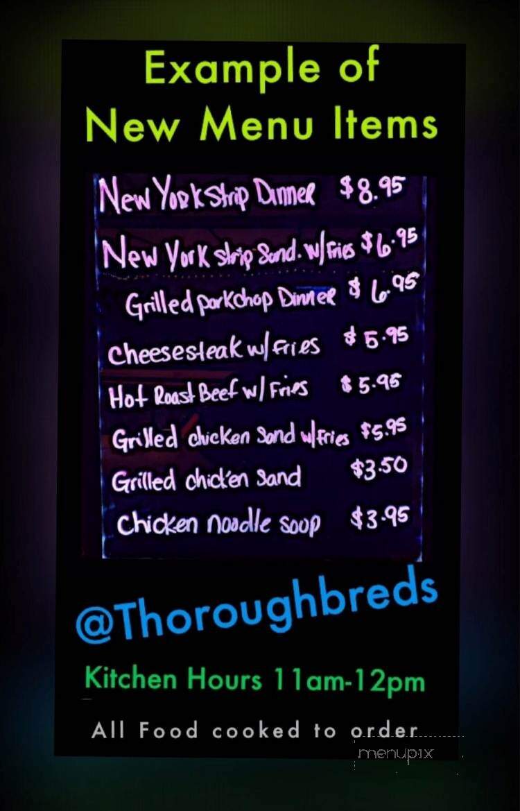 Thoroughbreds - Grantville, PA menu_pic