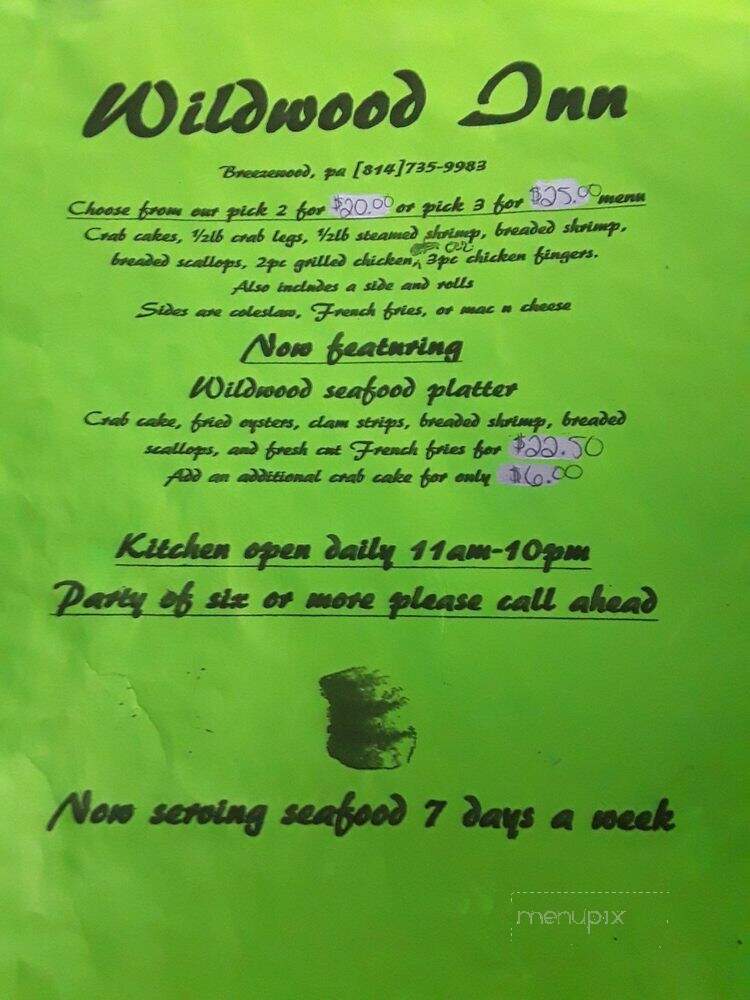 Wildwood Inn Restaurant - Breezewood, PA menu_pic