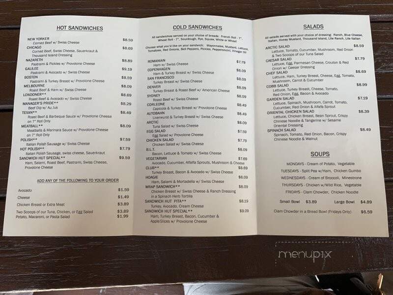 Sandwich Hut - Fullerton, CA menu_pic