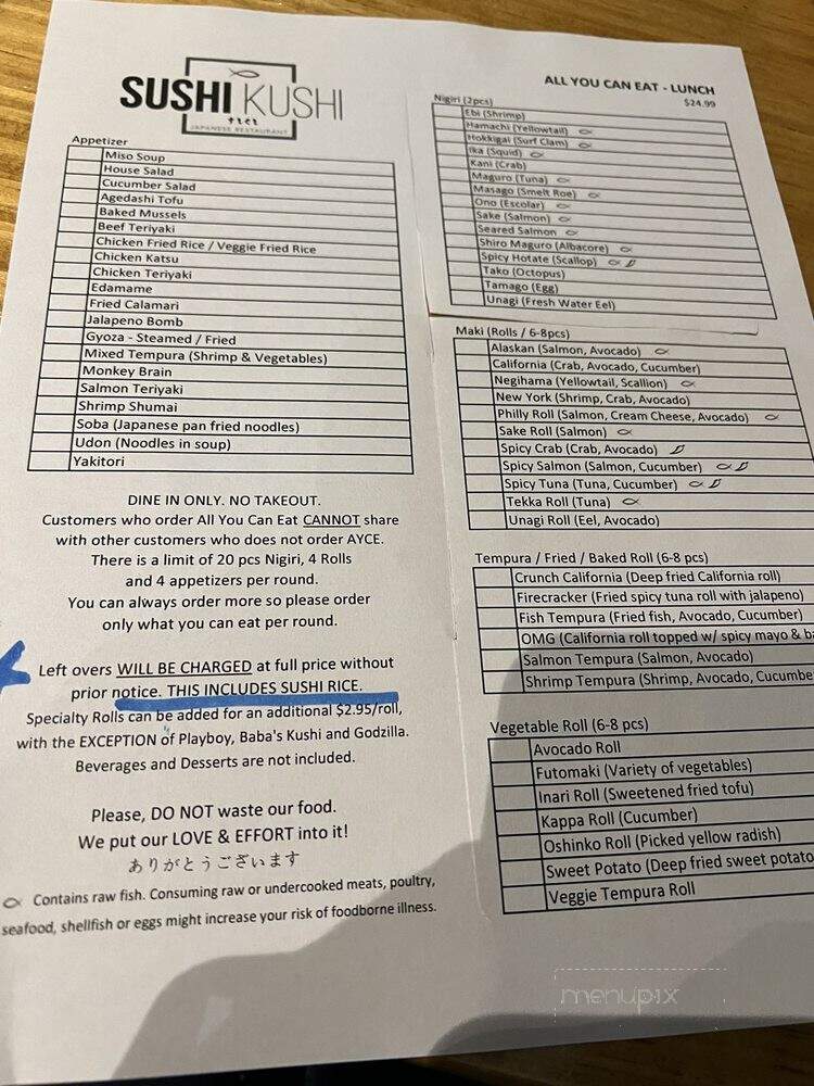 Sushi Kushi - Carrollton, TX menu_pic