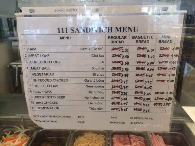 111 Bakery - San Jose, CA menu_pic
